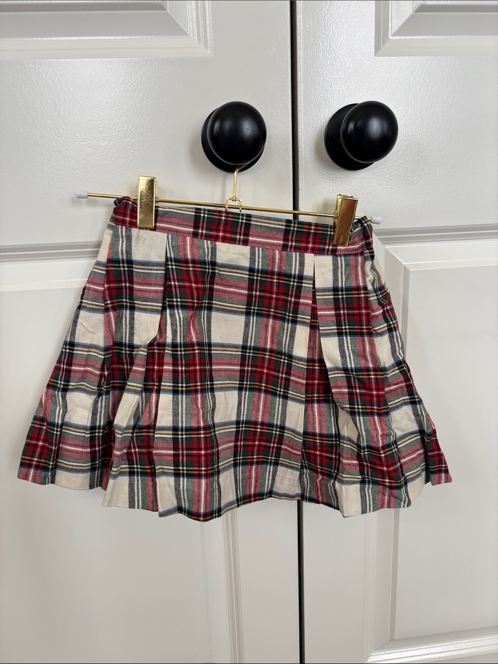 The Beaufort Bonnet Company Red & Cream Plaid Pleated Skirt